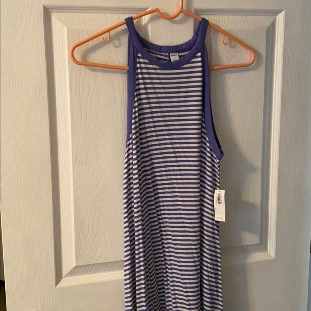 light blue and white strip dress